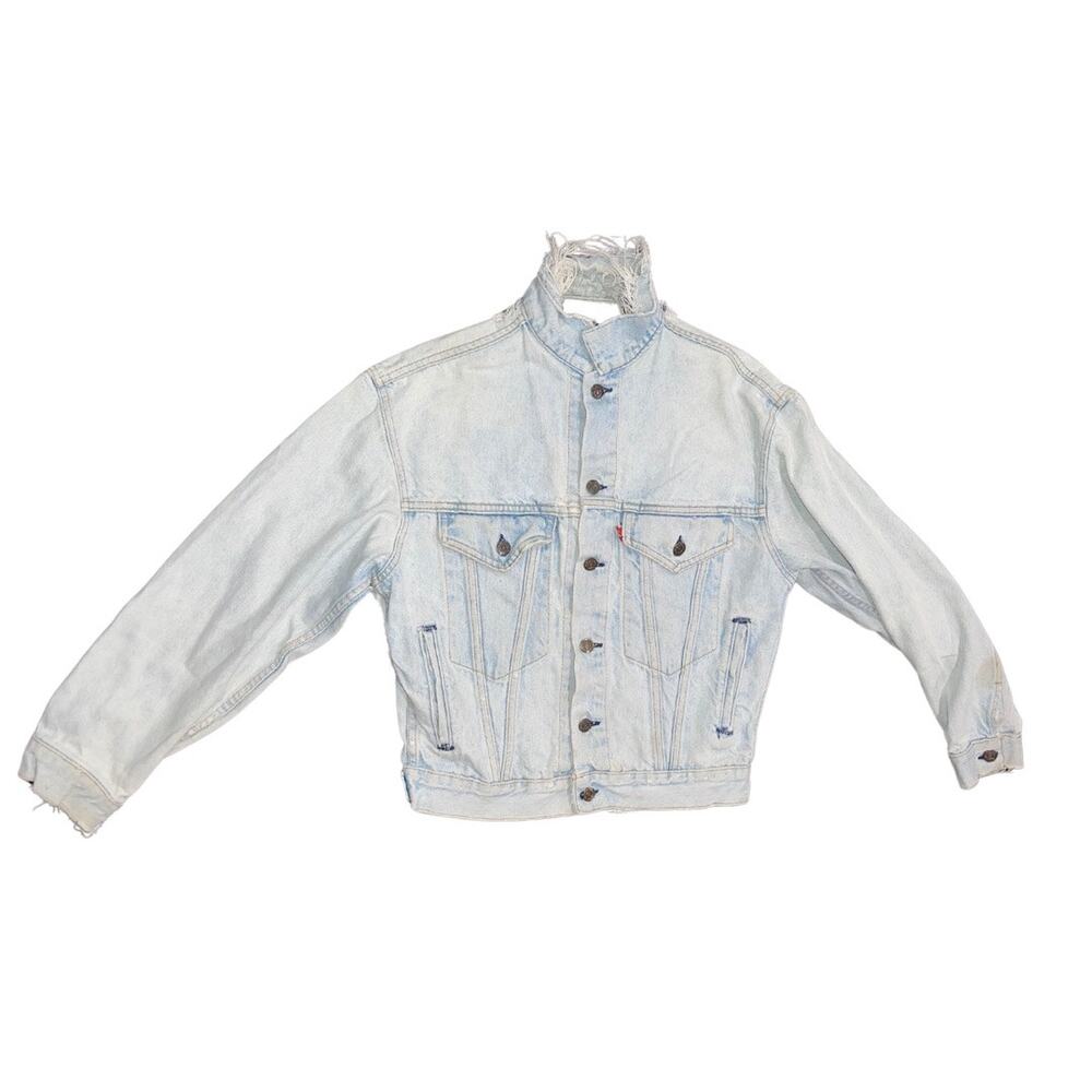 Levi's Strauss Distressed Jean Denim Jacket Light Blue Wash Vintage